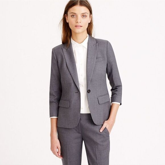 J Crew Regent‎ Wool Super 120s Blazer Gray Size 6 - Picture 1 of 15